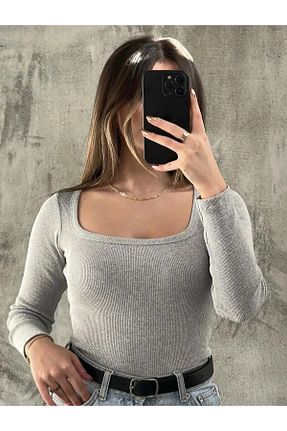 بادی طوسی زنانه یقه مربعی ELWİNG SHOES - کد 896993342