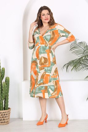 لباس سایز بزرگ نارنجی زنانه ویسکون Mooi XXL - کد 832106099