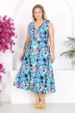 لباس سایز بزرگ آبی زنانه ویسکون Mooi XXL - کد 839606437