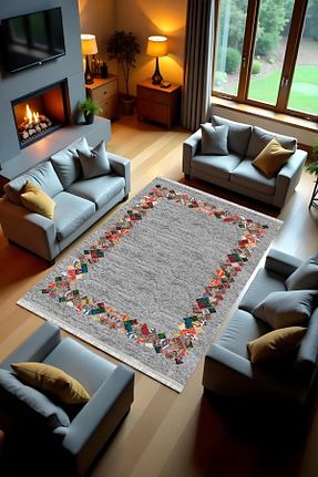 گلیم طوسی پنبه ای Home - کد 896135405