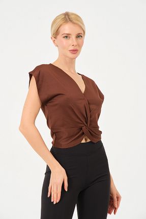 بلوز قهوه ای زنانه ساده bacchus - کد 897002300
