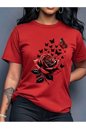 تیشرت قرمز زنانه رگولار GALASHOP - کد 896995165