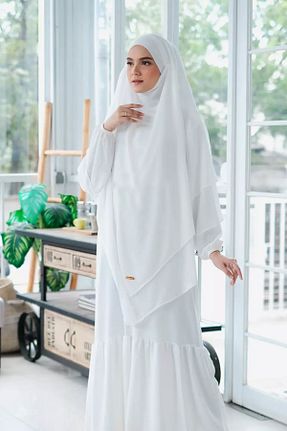 روسری سفید شیفون Hasna Tesettür - کد 896680553