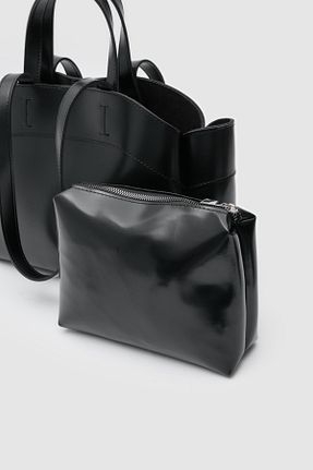 کیف دوشی مشکی زنانه چرم مصنوعی ÇANTA - کد 897024004