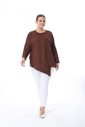 بلوز سایز بزرگ قهوه ای زنانه سایز بزرگ Genel Markalar - کد 898045333
