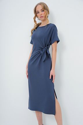 لباس سرمه ای زنانه بافت Trend Alaçatı Stili - کد 896524307