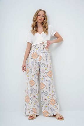 شلوار نارنجی زنانه پاچه گشاد Trend Alaçatı Stili - کد 896524175