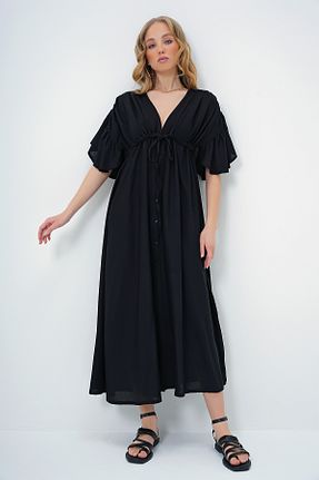 لباس مشکی زنانه بافتنی Trend Alaçatı Stili - کد 896524182