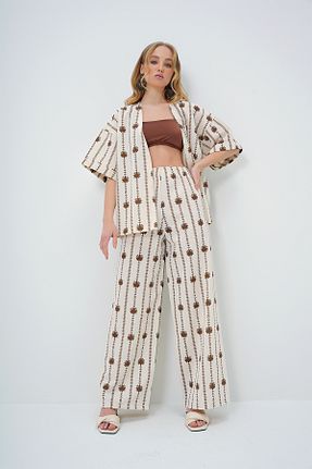 ست بالاتنه و پائین تنه قهوه ای زنانه Trend Alaçatı Stili - کد 896524403