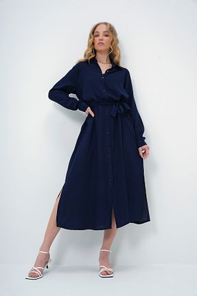 لباس سرمه ای زنانه بافتنی Trend Alaçatı Stili - کد 896524105