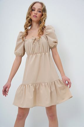 لباس بژ زنانه بافتنی Trend Alaçatı Stili - کد 896524426