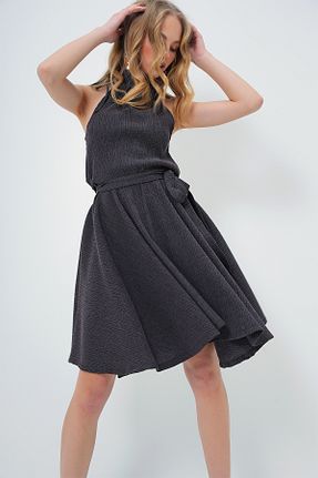 لباس طوسی زنانه بافتنی Trend Alaçatı Stili - کد 896524387