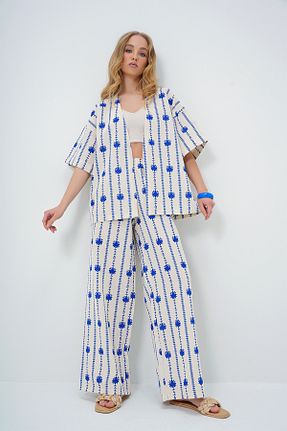 ست بالاتنه و پائین تنه سرمه ای زنانه Trend Alaçatı Stili - کد 896524401