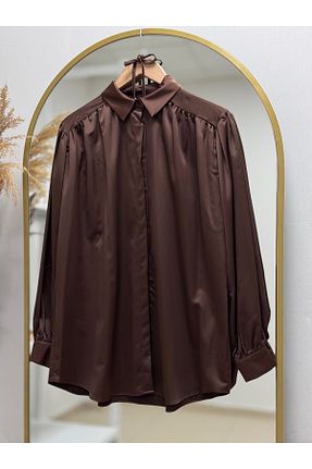 پیراهن حجاب قهوه ای زنانه اورسایز Ebrar Store - کد 896990221