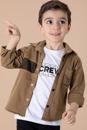 پیراهن قهوه ای بچه گانه رگولار Cansın Mini - کد 898097111