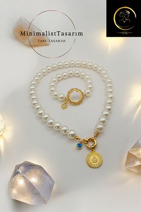 گردنبند جواهر رنگی زنانه مروارید MinimalistTasarım - کد 896948434