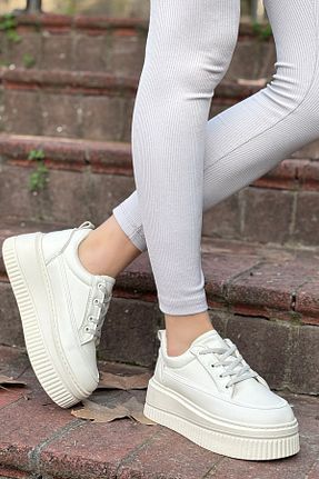 کفش اسنیکر بژ زنانه بند دار otuzbesshoes - کد 897410369