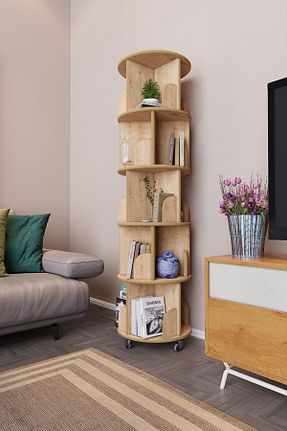 قفسه کتاب قهوه ای 166 سانتی متر zeo wood design - کد 778742554