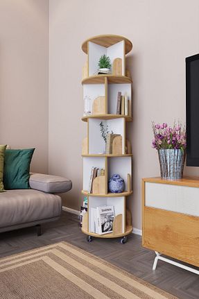 قفسه کتاب قهوه ای 166 سانتی متر zeo wood design - کد 778742679