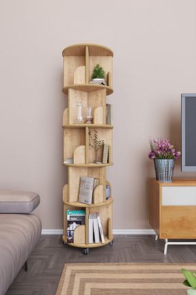 قفسه کتاب قهوه ای 166 سانتی متر zeo wood design - کد 778742554