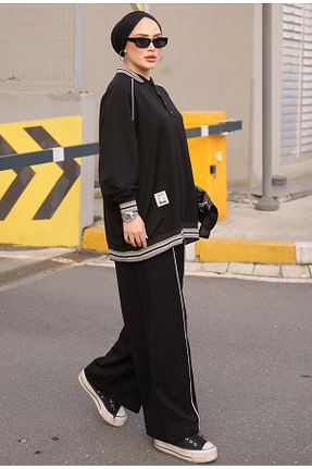 ست گرمکن حجاب مشکی زنانه اورسایز Wovi Moda - کد 896550738