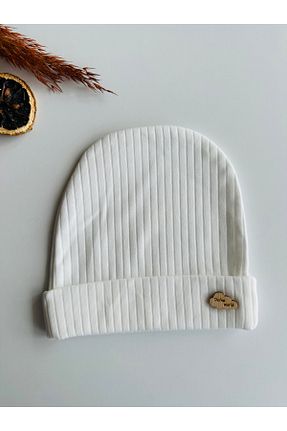 کلاه پشمی سفید بچه گانه پنبه ای minço bebe - کد 897071633