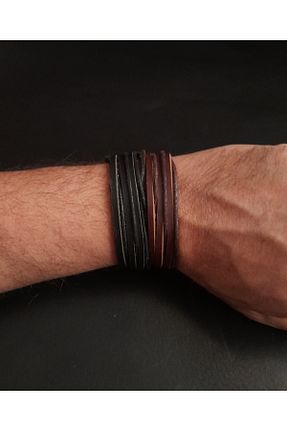 دستبند جواهر مشکی زنانه چرم خالص AB Takı - کد 897085994
