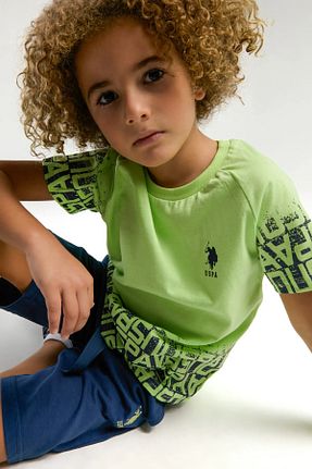 ست بالاتنه و پائین تنه سبز بچه گانه بافت U.S. Polo Assn. - کد 897895085