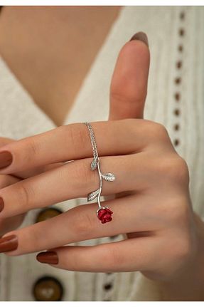 گردنبند نقره قرمز زنانه 925 عیار EZEL - کد 897082078