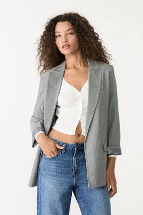 کت بلیزر طوسی زنانه پلی استر Stradivarius - کد 897084294