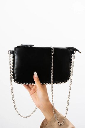 کیف دوشی مشکی زنانه چرم مصنوعی farfara - کد 897105997
