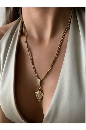 گردنبند استیل ( فولاد ) طلائی زنانه استیل (فولاد) AychaAksesuar - کد 897088014