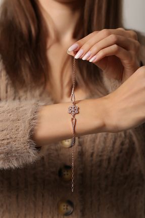 دستبند نقره صورتی زنانه 925 عیار İSTANBULTAKI925 - کد 897103224