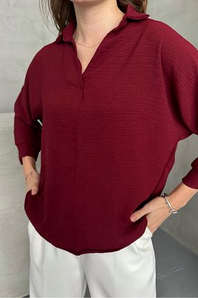 پیراهن زرشکی زنانه اورسایز macharel jeans - کد 897140466