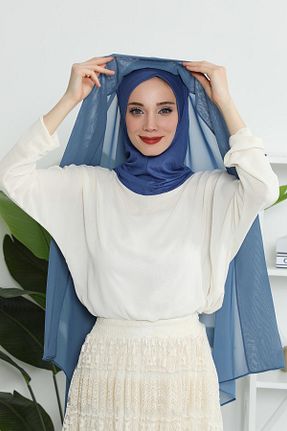 شال سرمه ای زنانه شیفون Aisha