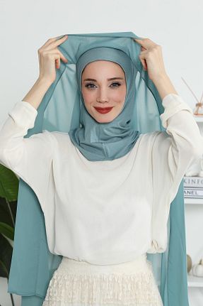 شال سبز زنانه شیفون Aisha