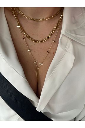 گردنبند استیل ( فولاد ) طلائی زنانه استیل (فولاد) DISENOBAG - کد 897160025