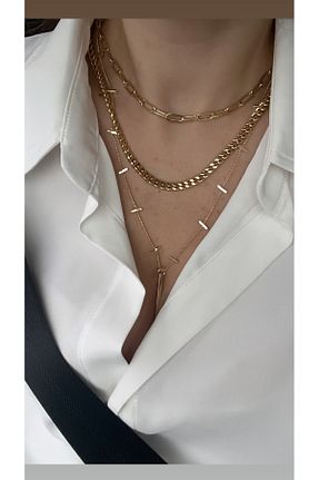 گردنبند استیل ( فولاد ) طلائی زنانه استیل (فولاد) DISENOBAG - کد 897160025