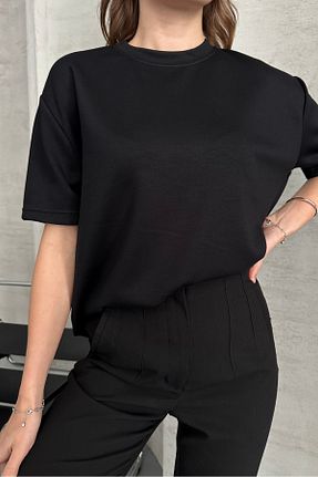 تیشرت مشکی زنانه رگولار macharel jeans - کد 897175450