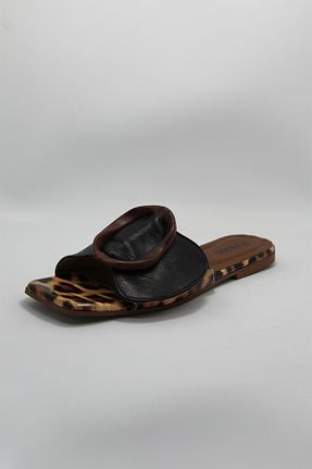دمپائی مشکی زنانه چرم خالص Fasko - کد 897236297