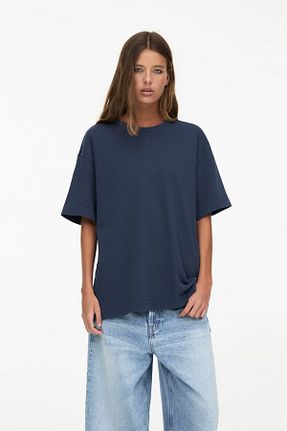 تیشرت سرمه ای زنانه اورسایز Pull & Bear - کد 897235397