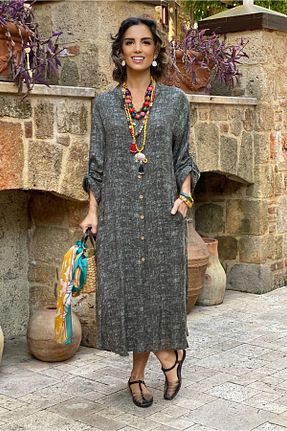لباس طوسی زنانه بافتنی Nevin Kaya Moda - کد 449747472