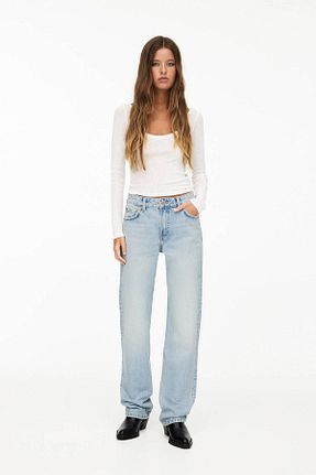 شلوار جین آبی زنانه پاچه ساده Pull & Bear - کد 896353816