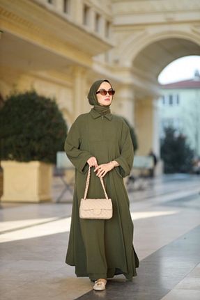ست بالاتنه و پائین تنه حجاب خاکی Relaxed NS Moda - کد 897253638
