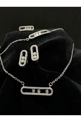 ست نقره متالیک زنانه زیرکن Jewel - کد 898378155