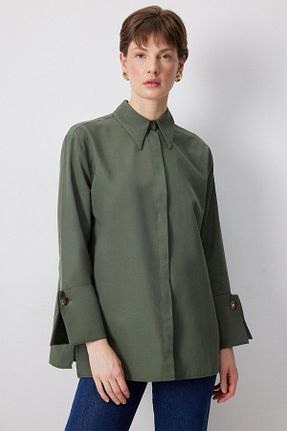 پیراهن حجاب خاکی زنانه اورسایز Touche Prive - کد 897239834