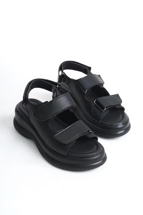 صندل مشکی زنانه پاشنه تخت SH SİLVER MODA - کد 897347097