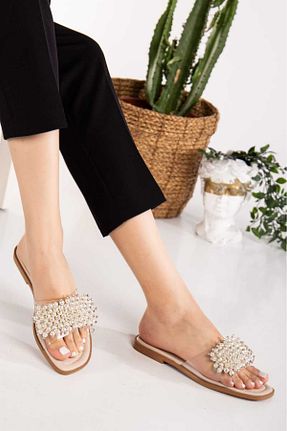 دمپائی بژ زنانه چرم مصنوعی Bilalim Shoes - کد 807123214