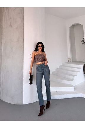 شلوار جین قهوه ای زنانه پاچه ساده Q BEST JEANS - کد 897363865