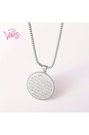 گردنبند استیل ( فولاد ) طوسی استیل ضد زنگ Happy Vibes - کد 897366742